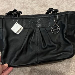 Coach F13759 Leather Shoulder Bag Handbag Tote Purse East West Gallery Pleated